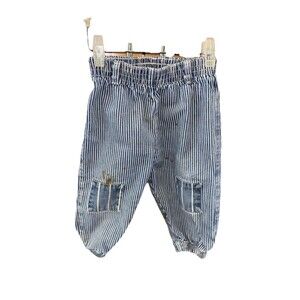 Oshgosh Railroad Stripe Pants 18 Month Patches Jogger Cotton USA Made Vintage